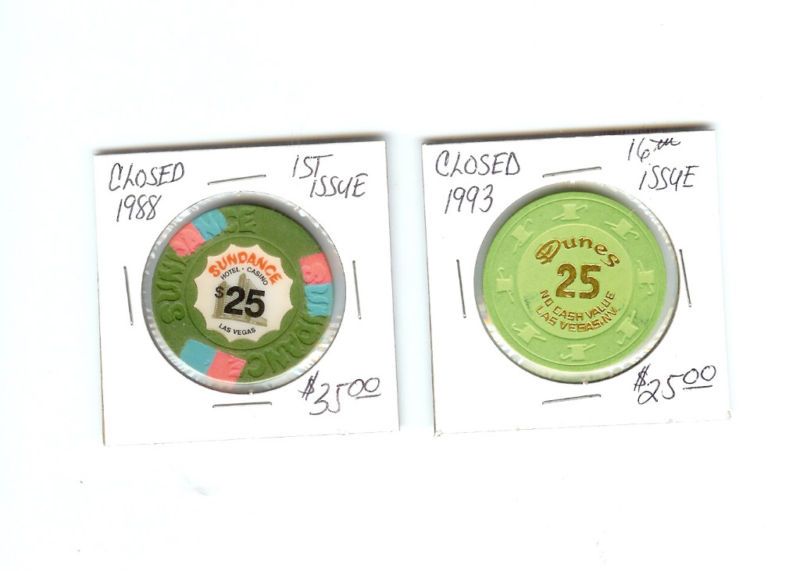 Dunes Casino Chip, 16th Issue, $25.00 Chip, Closed 1993  