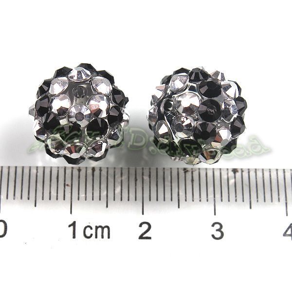 20x Wholesale Fashion Charms Black White Resin Rhinestone Beads 14mm 