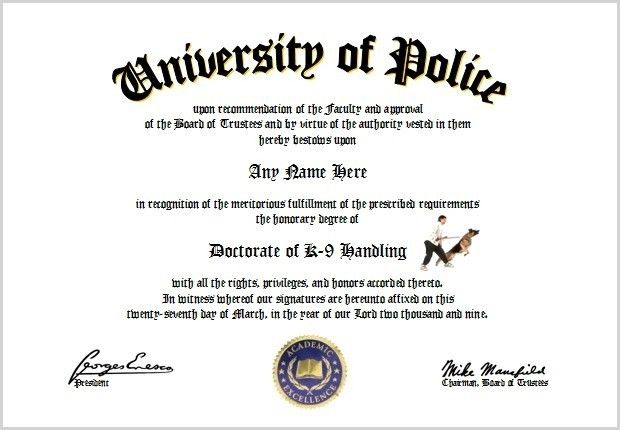 Handling Diploma   Police K 9 Handler Lover Diploma  