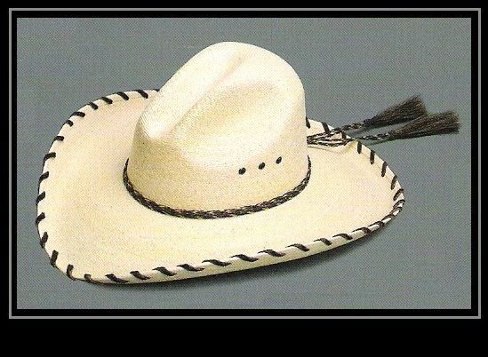 COWBOY HAT  PALM LEAF  Fine Weave Straw  GUS  Horsehair  