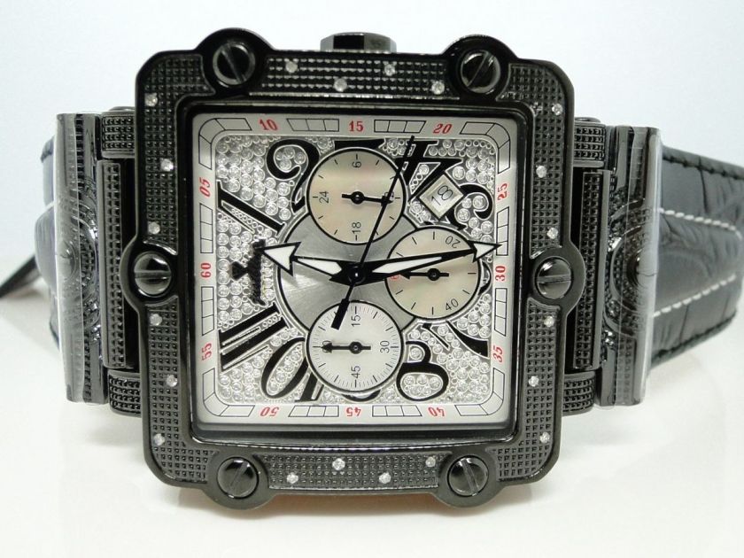 MENS JUST BLING JOJO JOE RODEO BLACK METAL SQUARE DIAMOND WATCH JB 