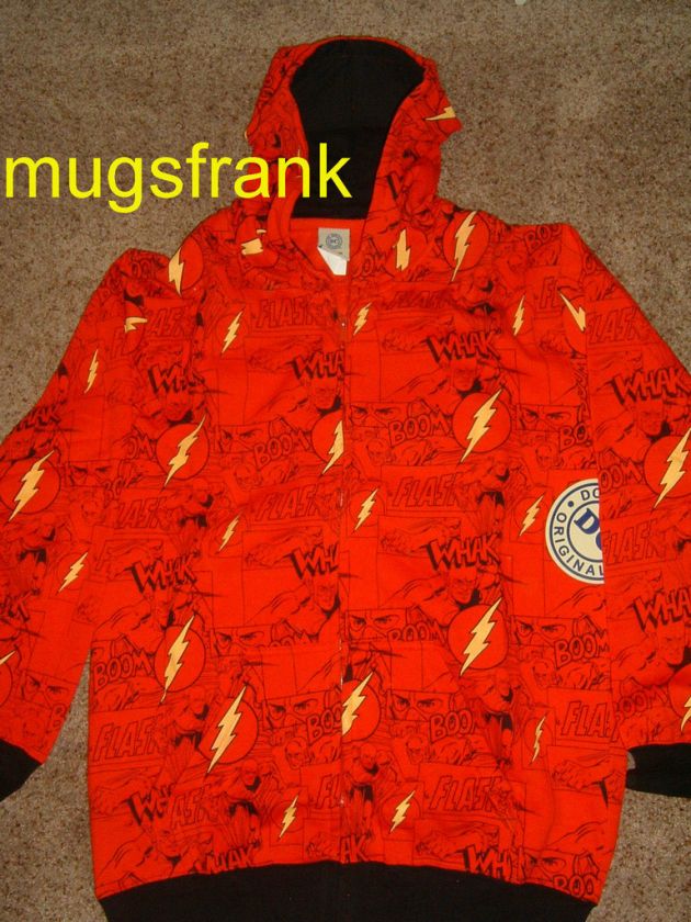 Nwt Flash All Over Logo Dc Comics Zip up Hoodie Shirt  