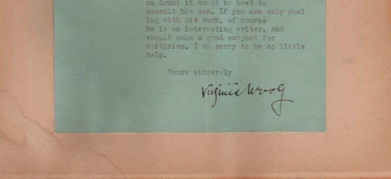 English Novelist VIRGINIA WOOLF Typed Letter Signed  