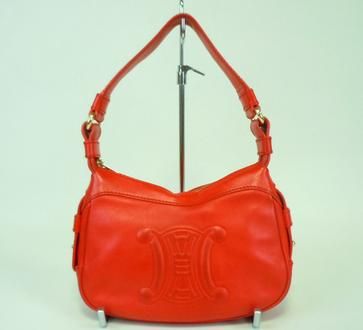 AUTHENTIC CELINE LEATHER RED HAND BAG PURSE MADE ITALY  