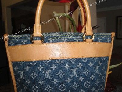 AUTH LOUIS VUITTON DENIM SAC PLAT DISCONTINUED EXC  