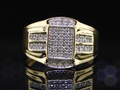 MENS YELLOW GOLD DIAMOND PINKY RING PAVE 1/4 CTW BAND  