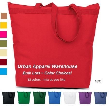 HUGE Zip TOTE BAGS THICK Canvas BIG Large BULK LOT  