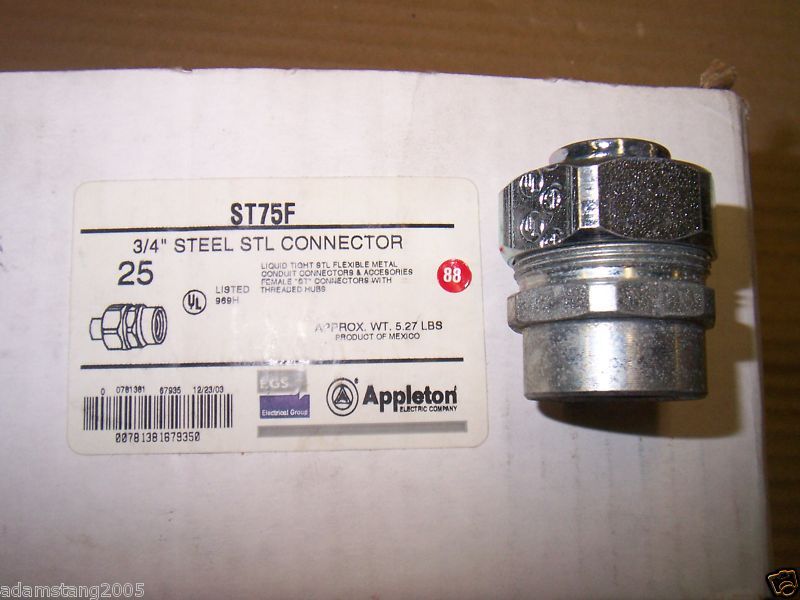 Appleton Liquid Tight 3/4 Steel STL Conduit Connector  