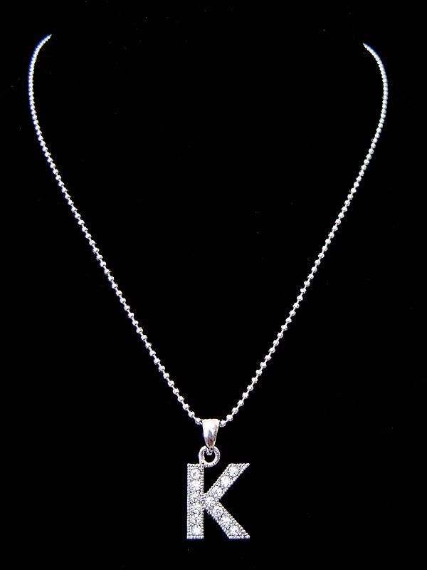 LETTER INITIAL ALPHABET NECKLACE CRYSTAL 4 COLORS  