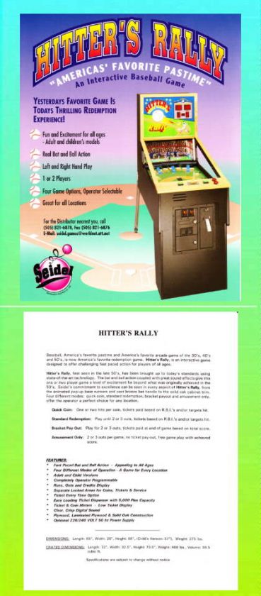 HITTERS RALLY Seidel Baseball Arcade Flyer Mint  