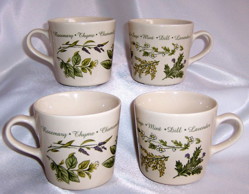 CORELLE Coordinates Set/4 Stoneware Coffee Mugs HERBS  