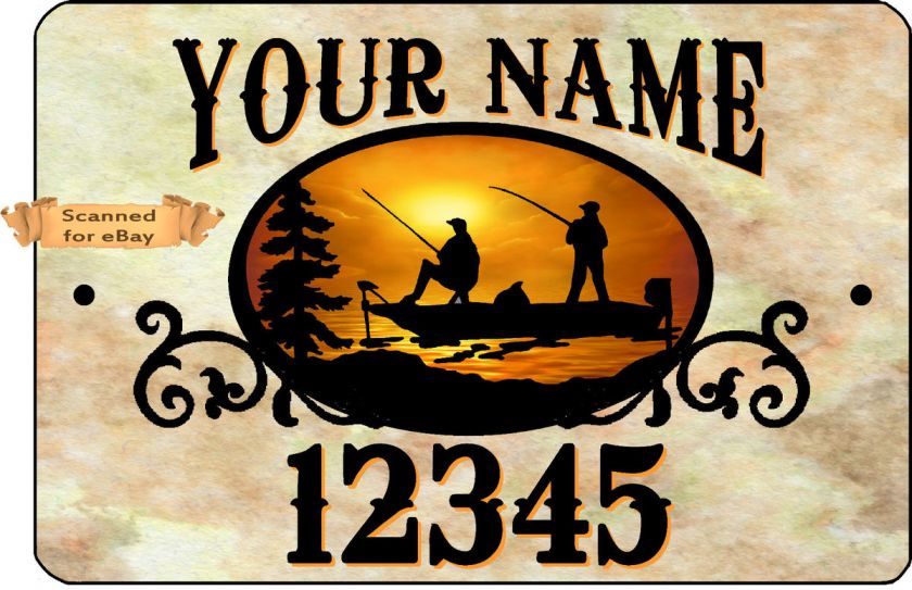 Personalized House Number Sign YOUR NAME ADDRESS Bass Fishermen in 
