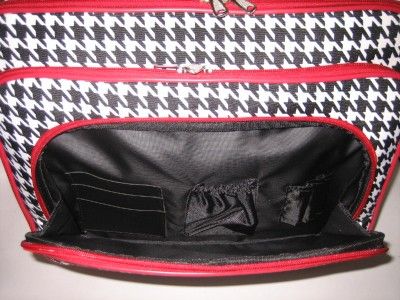 RED HOUNDS TOOTH 17 INCH LAPTOP ROLLING BAG W/ STRAP  