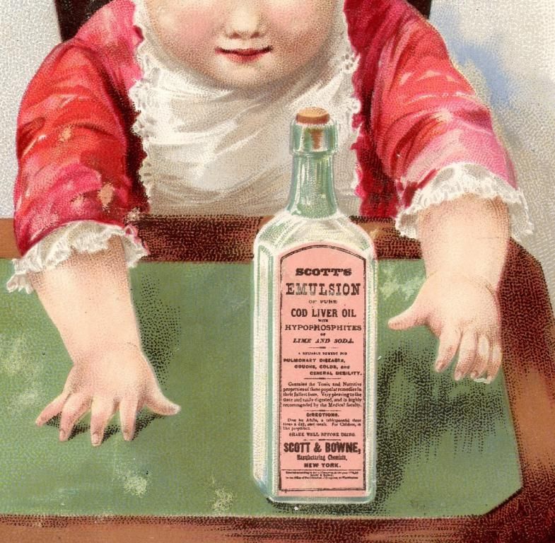 label and image of the cork, Lime and Soda, Cod Liver Oil bottle