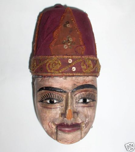 1800s ANTIQUE OTTOMAN EMPIRE WOODEN DOLL MAN HEAD RARE  