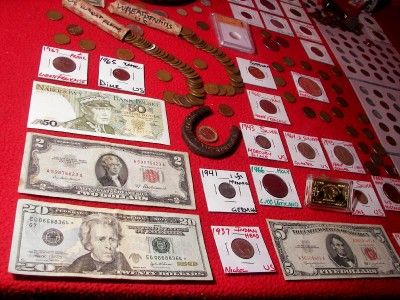 OLD COIN COLLECTION+1904 MORGAN DOLLAR, RED 5 BILL,GOLD&SILVER,US 