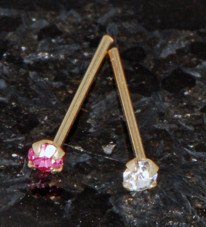 Description 2 Pc 20 Gauge 1.5mm Very Tiny Clear & Pink C.Z 