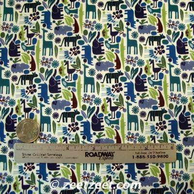 Alexander Henry~TEENY TINY ZOO~POOL BLUE Grn Fabric /Yd  