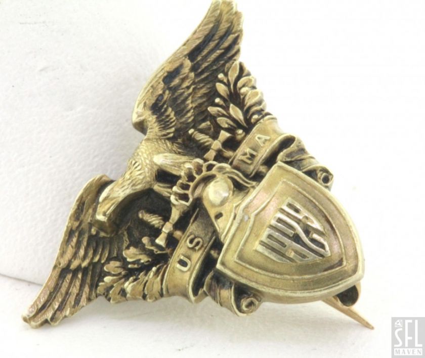   1929 14K GOLD VINTAGE UNITED STATES MILITARY ACADEMY PIN/BROOCH  