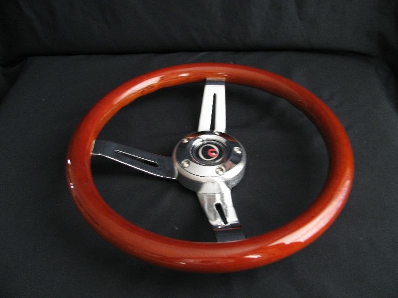 NEW 14 DEEP DISH MAHOGANY WOOD GRAIN STEERING WHEEL  