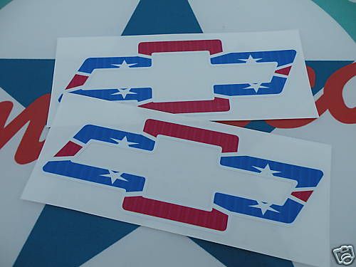 CHEVY REBEL FLAG BOWTIE   VINYL AUTO DECALS   SET OF 2  