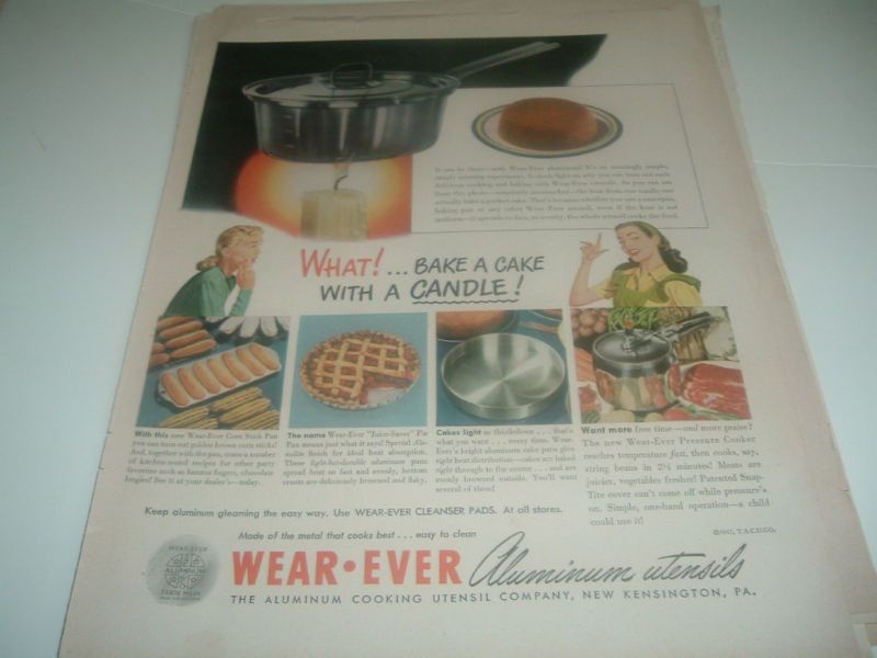 1947 Wear Ever Aluminum Cooking Cake Baking Pan ad  