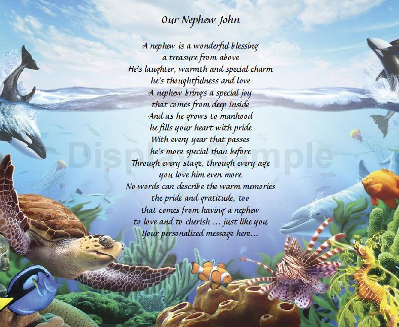 Personalized Poem For Nephew Birthday Or Christmas Gift Under The Sea 