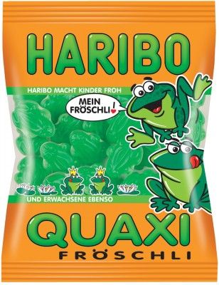 haribo quaxi froeschli green frogs fruit gums with marshmallow layer 1 