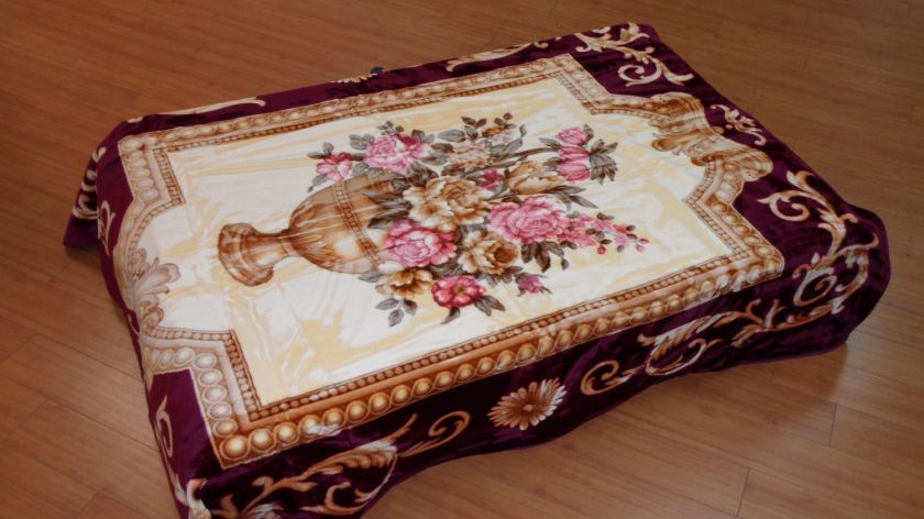 Flower Vase Burgundy Q Korean Mink Blanket Solaron B108  