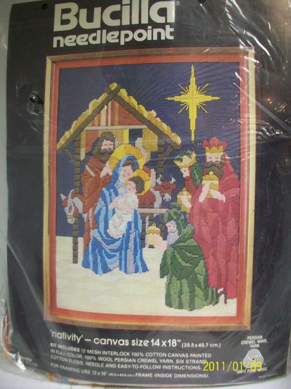 BUCILLA CHRISTMAS NEEDLEPOINT KIT NATIVITY NIP 12X16  