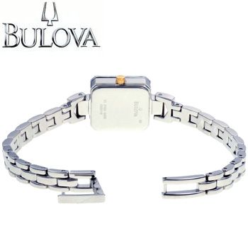 NEW BULOVA ® CARAVELLE LADIES BLACK DIAL BRACELET GEM CUT WATCH FREE 