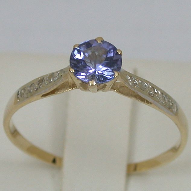  CARATS 14K SOLID YELLOW GOLD NATURAL AAA TANZANITE SOLITAIRE DIAMOND 