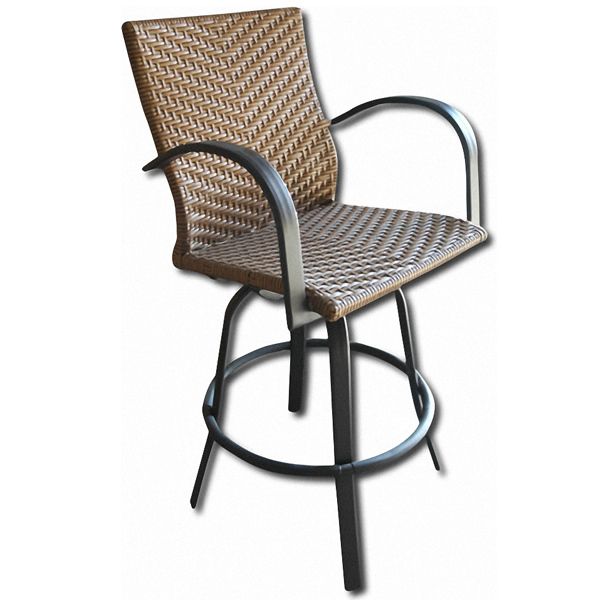 Naples All Weather Wicker Swivel Barstools   Saddle  