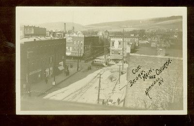 Corner Broad Main Church HORNELL NY rppc 1914  