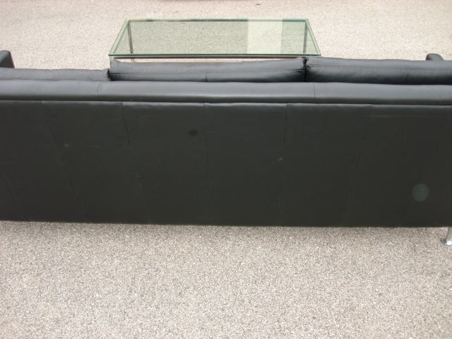 Elite Furniture Black Leather 7 Couch & Glass Tables  