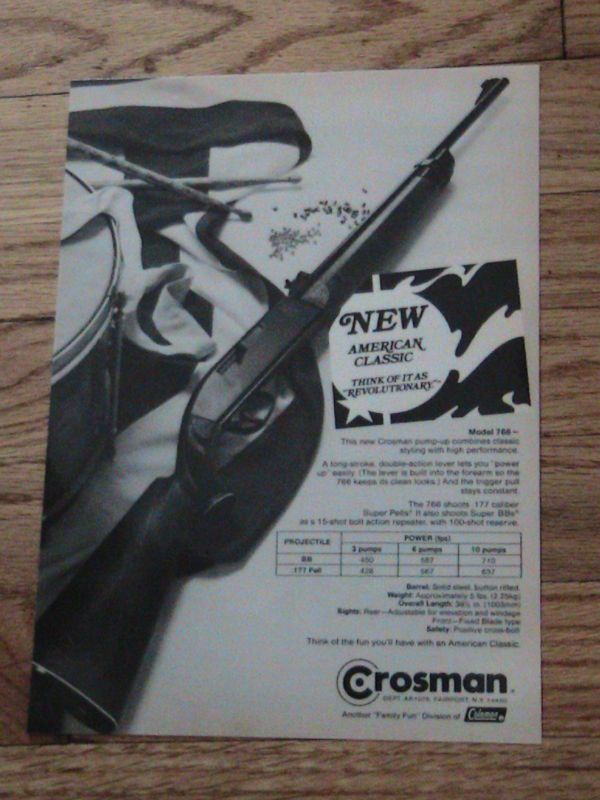 1975 CROSSMAN BB GUN ADVERTISEMENT TARGET COLEMAN AD  