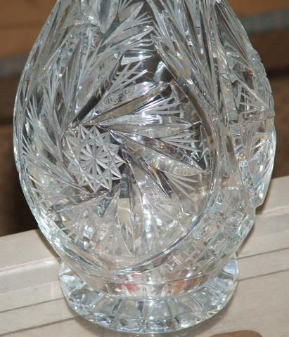 LARGE 16 TALL VINTAGE CUT GLASS DECANTER PINWHEEL  