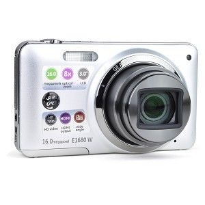 GE E1680W 16MP 8x Optical/6x Digital Zoom Camera w/HDMI (Silver 