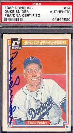 DUKE SNIDER SIGNED 1983 PEREZ STEELE PSA/DNA AUTOGRAPH  