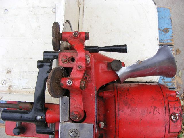 Antique American Slicing Co. electric meat slicer orig red paint WORKS 