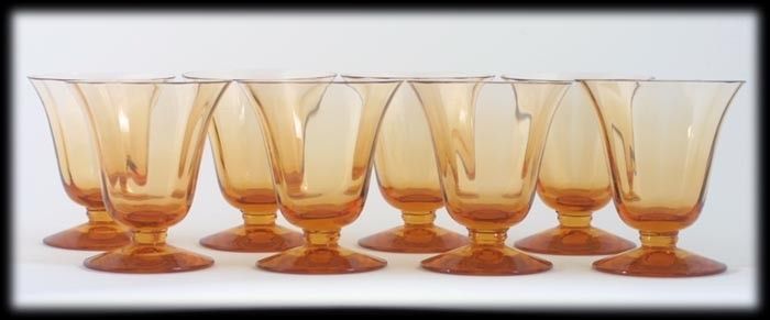   Fairfax Amber Footed Glass Tumblers #5200 Elegant Glass Vintage  