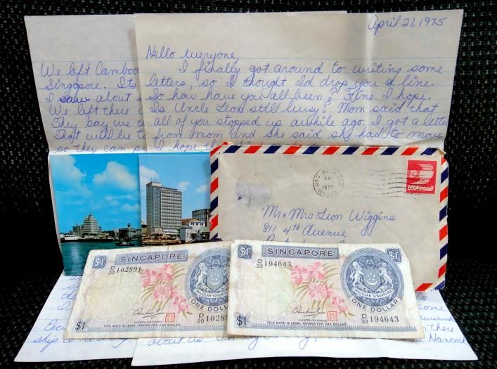 LOT 1975 VIETNAM WAR LETTER~uss hancock cvr cancel~WOOLARD WIGGINS 