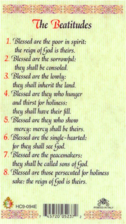 The Beatitudes Blessings From Jesus Sermon On The Mount  