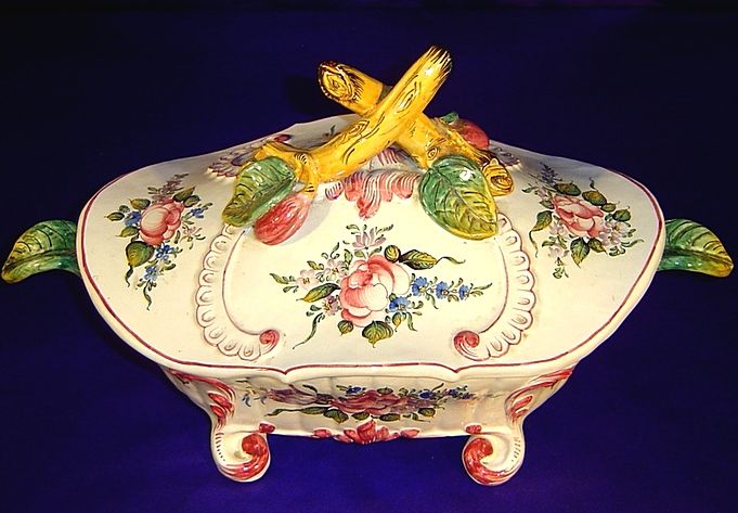 ca.1925 Majolica Centerpiece Tureen Malicorne n Quimper  