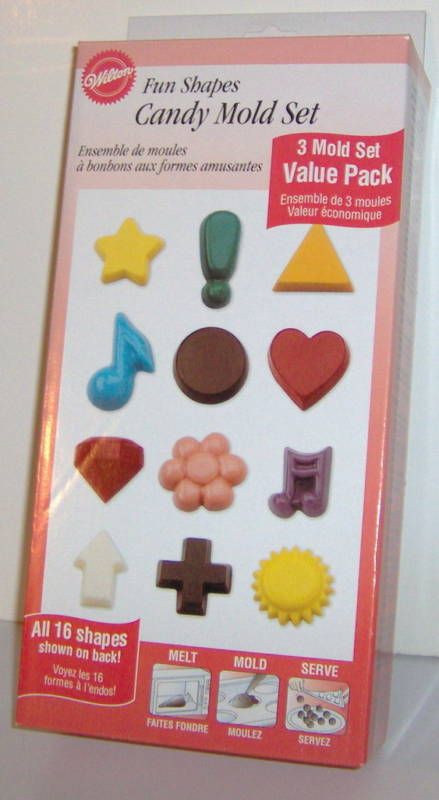 Wilton 16 Fun Shapes Candy Mold Set NIB Melt Mold Serve  