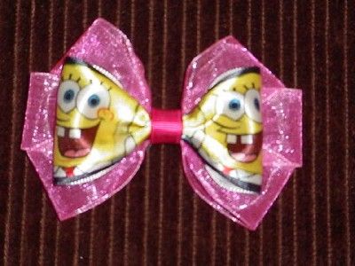 GIRLS SPONGEBOB HAIR BOWS~CLIP BARRETTES ~WILL RCV 1 OF EACH COLOR 