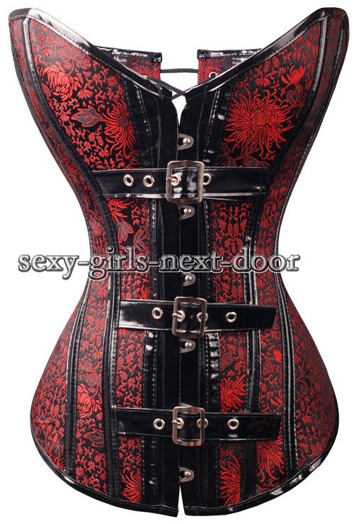 Gothic Victorian CORSET Bustier Size SPVC Buckles Front Clubwear A2763 