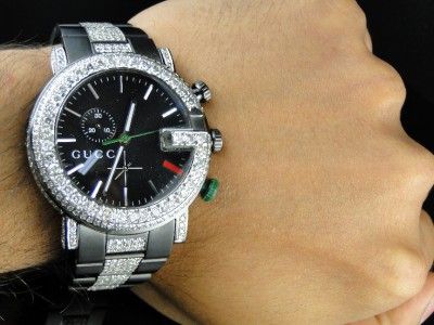   CUSTOM MENS DIAMOND GUCCI YA101331 WATCH 9 CT SIDES AND BAND  