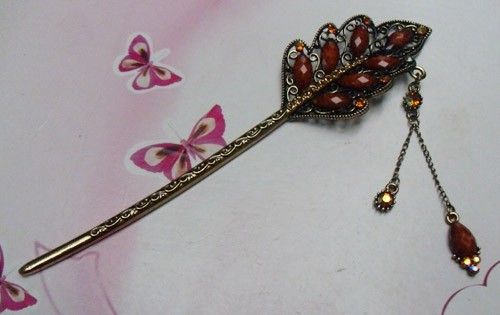 Clear SWAROVSKI CRYSTAL Leaf HAIR STICK PIN BRIDAL 1  