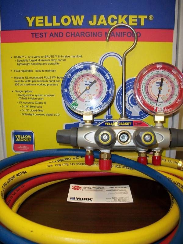 Yellow Jacket 49967 Titan 4 Valve Manifold w/ Hoses  